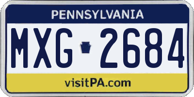 PA license plate MXG2684