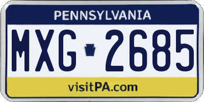 PA license plate MXG2685