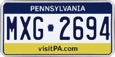 PA license plate MXG2694