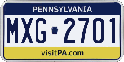 PA license plate MXG2701