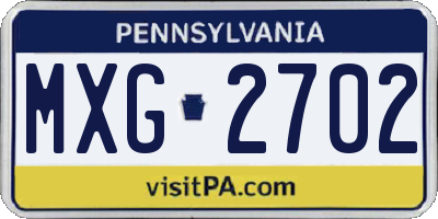 PA license plate MXG2702
