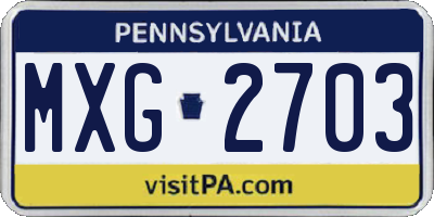 PA license plate MXG2703