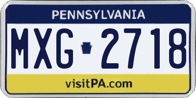 PA license plate MXG2718