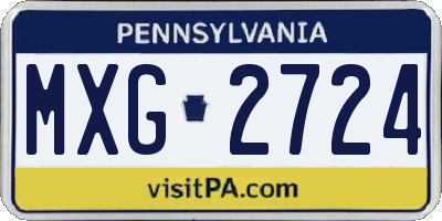 PA license plate MXG2724