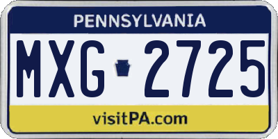 PA license plate MXG2725