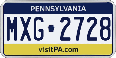 PA license plate MXG2728