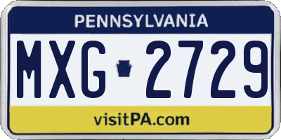 PA license plate MXG2729