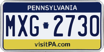 PA license plate MXG2730