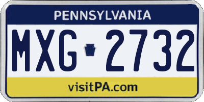 PA license plate MXG2732