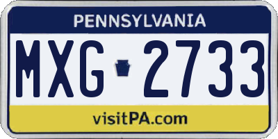 PA license plate MXG2733