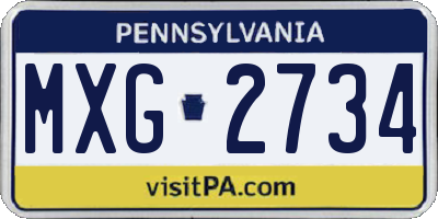 PA license plate MXG2734
