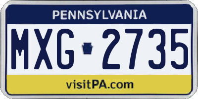 PA license plate MXG2735