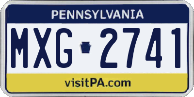 PA license plate MXG2741