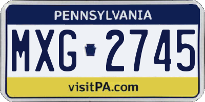 PA license plate MXG2745