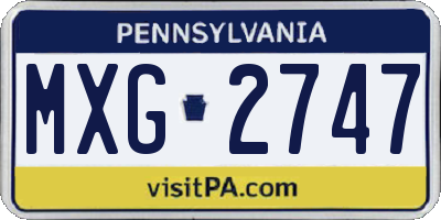 PA license plate MXG2747