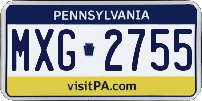 PA license plate MXG2755