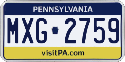 PA license plate MXG2759