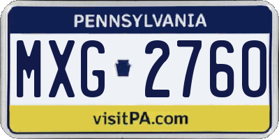 PA license plate MXG2760