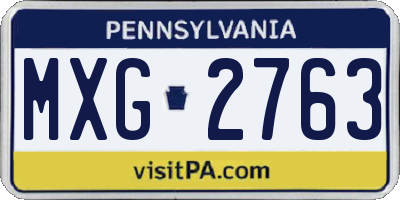 PA license plate MXG2763
