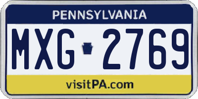 PA license plate MXG2769