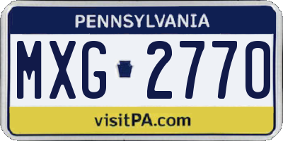 PA license plate MXG2770