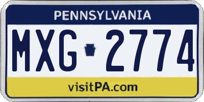 PA license plate MXG2774