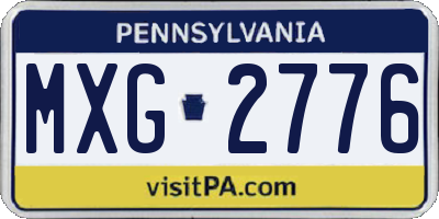 PA license plate MXG2776