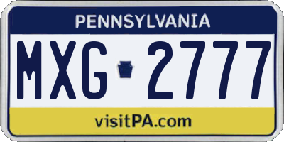 PA license plate MXG2777