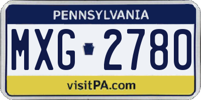 PA license plate MXG2780