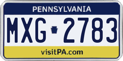 PA license plate MXG2783