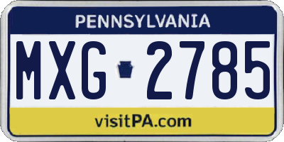 PA license plate MXG2785