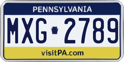 PA license plate MXG2789