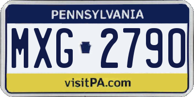 PA license plate MXG2790