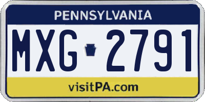 PA license plate MXG2791