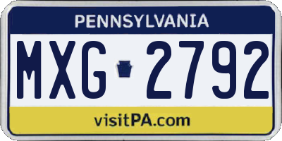 PA license plate MXG2792