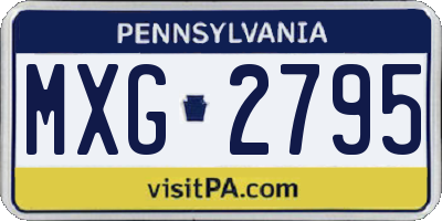 PA license plate MXG2795