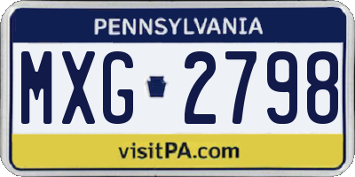 PA license plate MXG2798