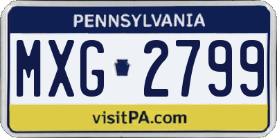 PA license plate MXG2799