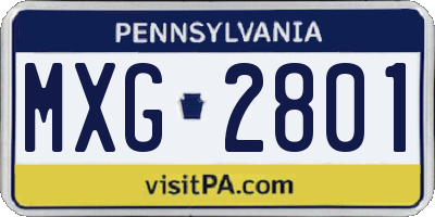 PA license plate MXG2801