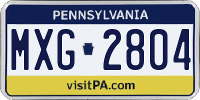 PA license plate MXG2804