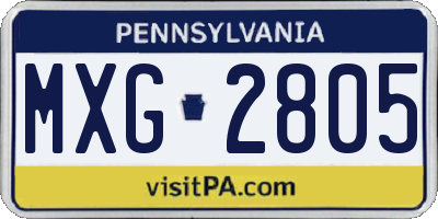 PA license plate MXG2805