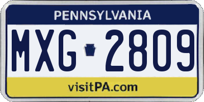 PA license plate MXG2809