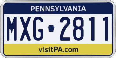 PA license plate MXG2811