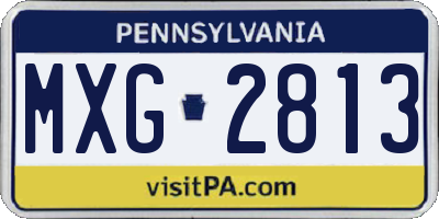PA license plate MXG2813