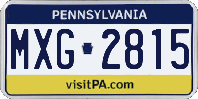 PA license plate MXG2815