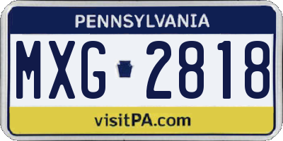 PA license plate MXG2818