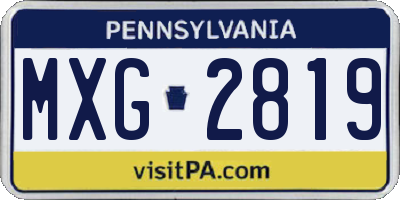 PA license plate MXG2819