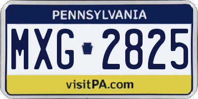 PA license plate MXG2825