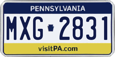 PA license plate MXG2831