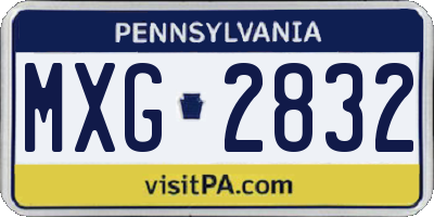 PA license plate MXG2832